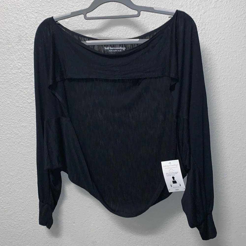 Soft Surroundings versatile black coverage sweater Sz L/XL NWT drop-sleeves
